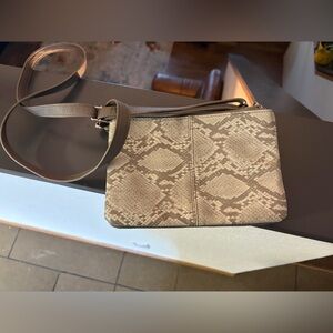 Thirty-One Tan Snake Print Crossbody Bag